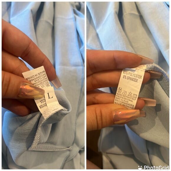 New Round Neck Long Sleeve Solid Color Maxi Dress Pleated Layered Swing - Picture 11 of 12